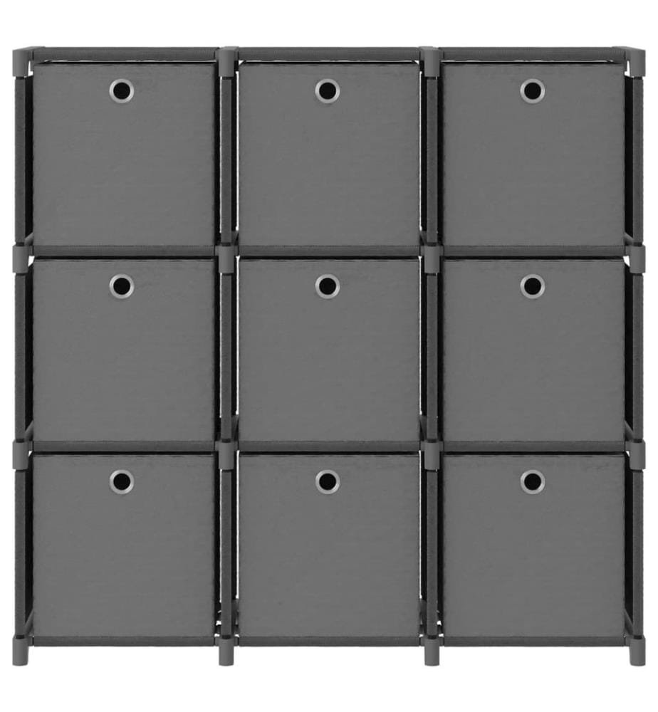 Étagère à 9 cubes avec boîtes Gris 103x30x107,5 cm Tissu