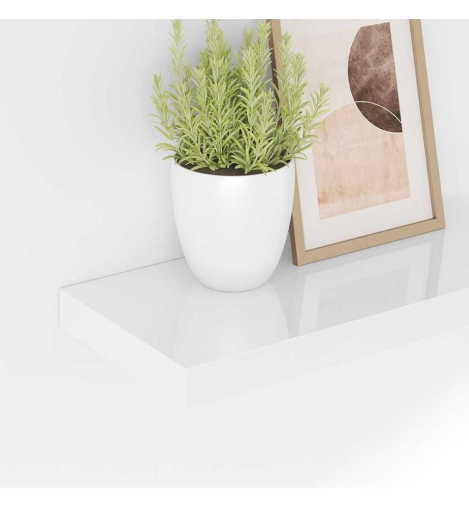 Schweberegale 4 Stk. Hochglanz-Weiss 40x23x3,8 cm MDF