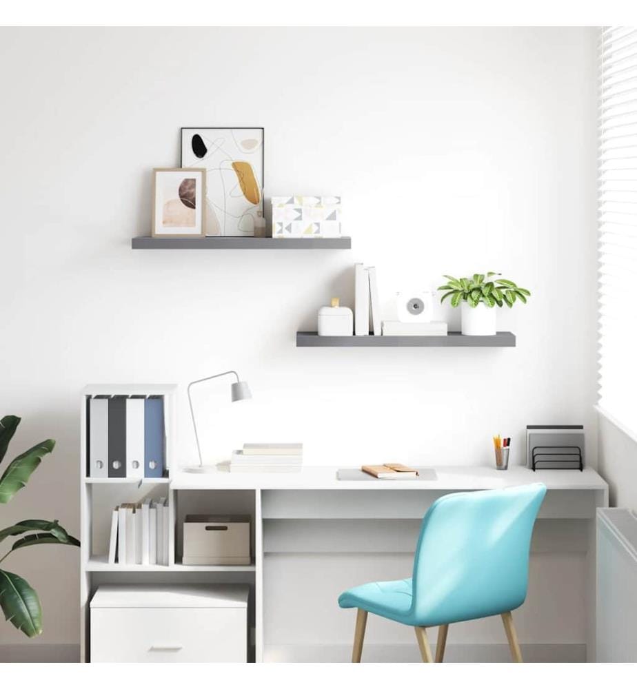 Schweberegale 2 Stk. Grau 80x23,5x3,8 cm MDF