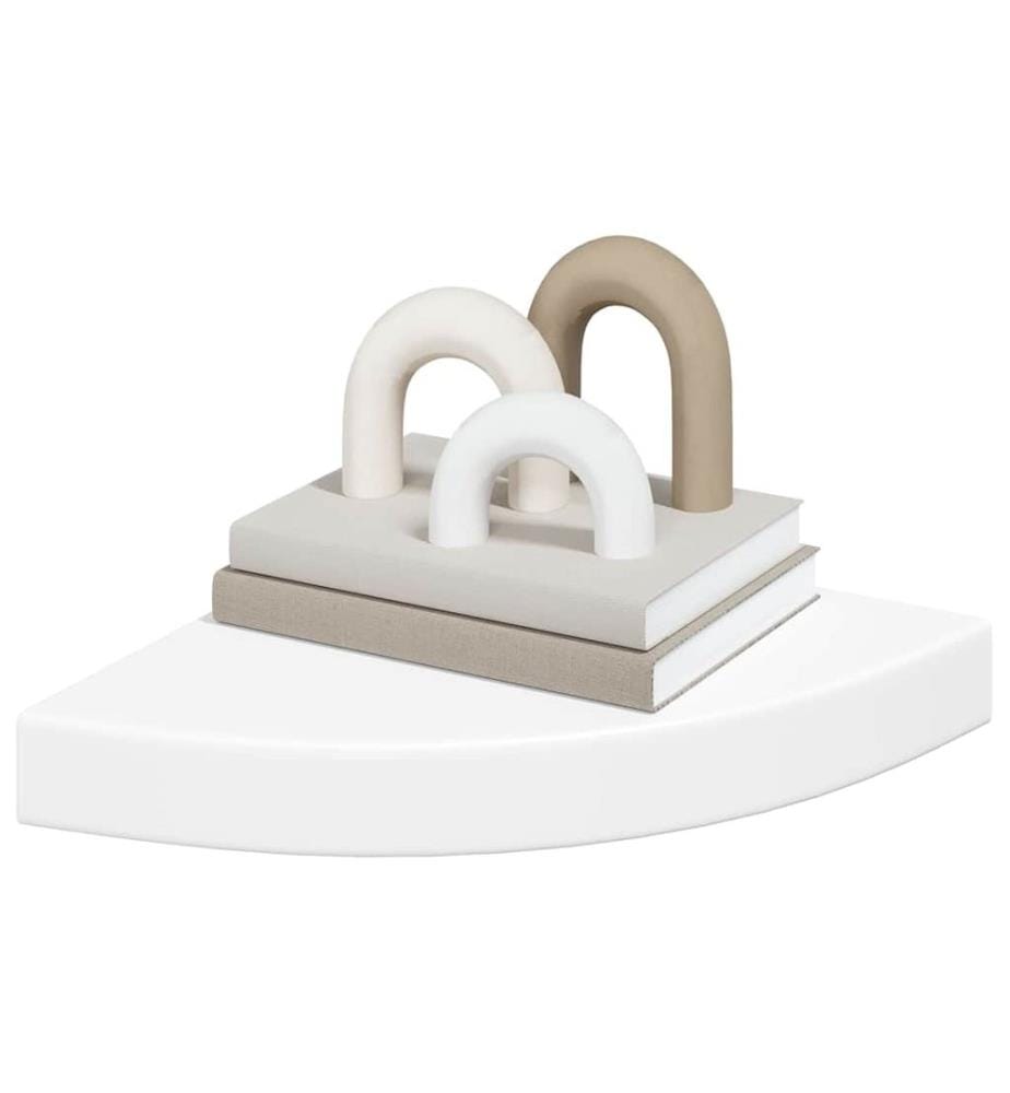 Eck-Schweberegale 2 Stk. Weiss 25x25x3,8 cm MDF