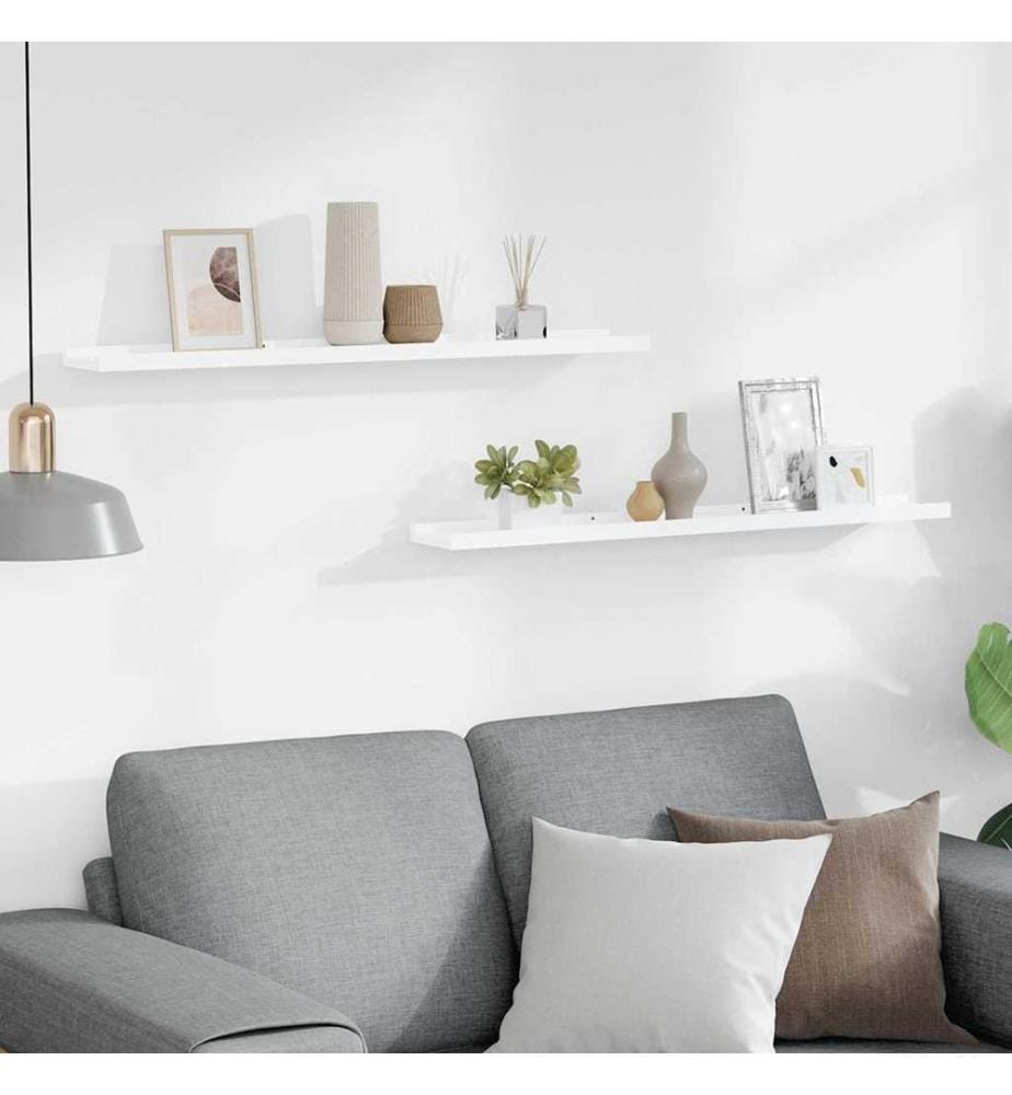 Bilderleisten 2 Stk. Weiss 80x9x3 cm MDF