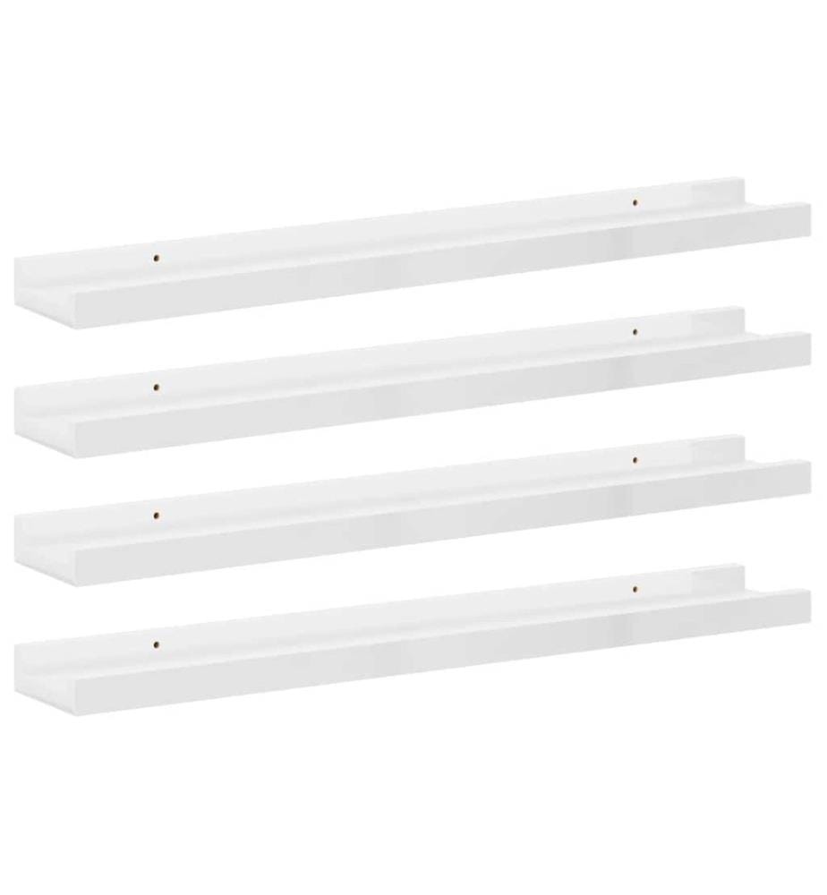 Wandregale 4 Stk. Hochglanz-Weiss 60x9x3 cm