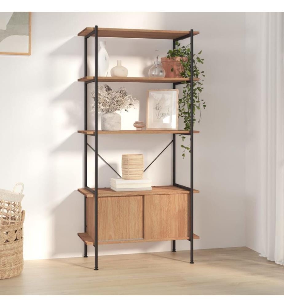 Regal mit 5 Böden und Schrank 80x40x163 cm Stahl Holzwerkstoff