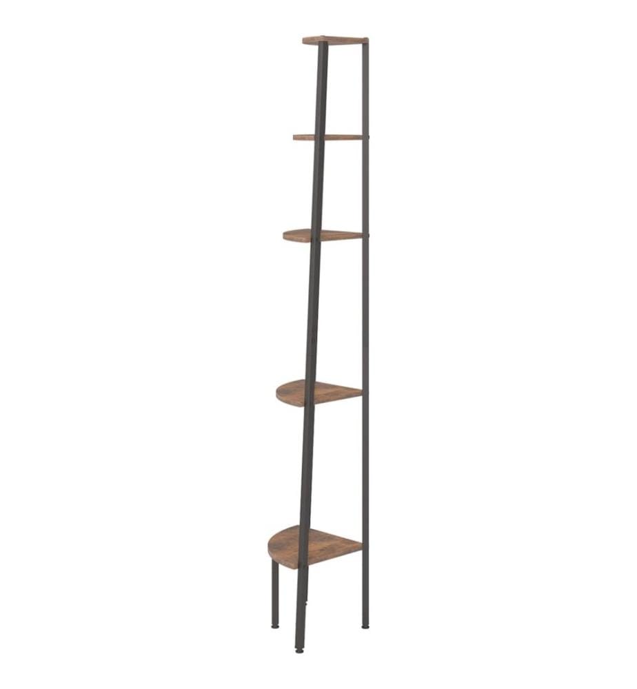 Eckregal mit 5 Böden Dunkelbraun und Schwarz 45,5x31,5x180 cm