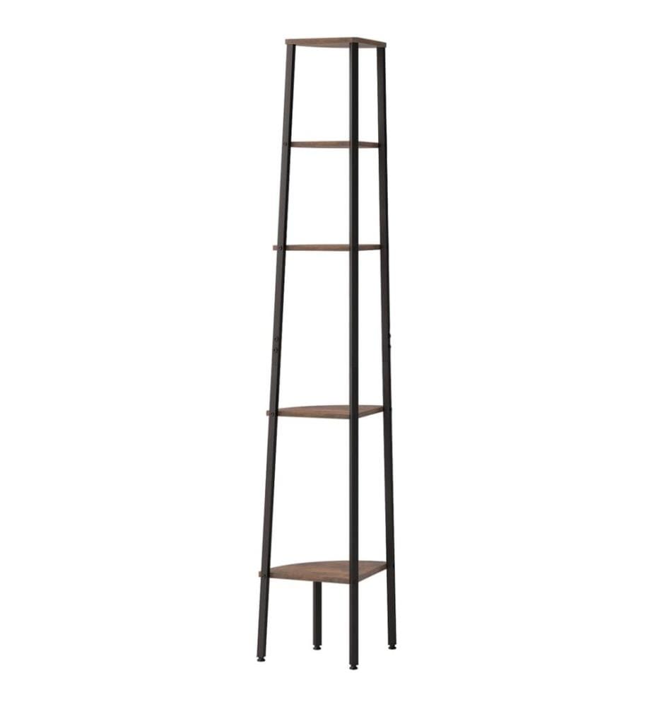 Eckregal mit 5 Böden Dunkelbraun und Schwarz 45,5x31,5x180 cm