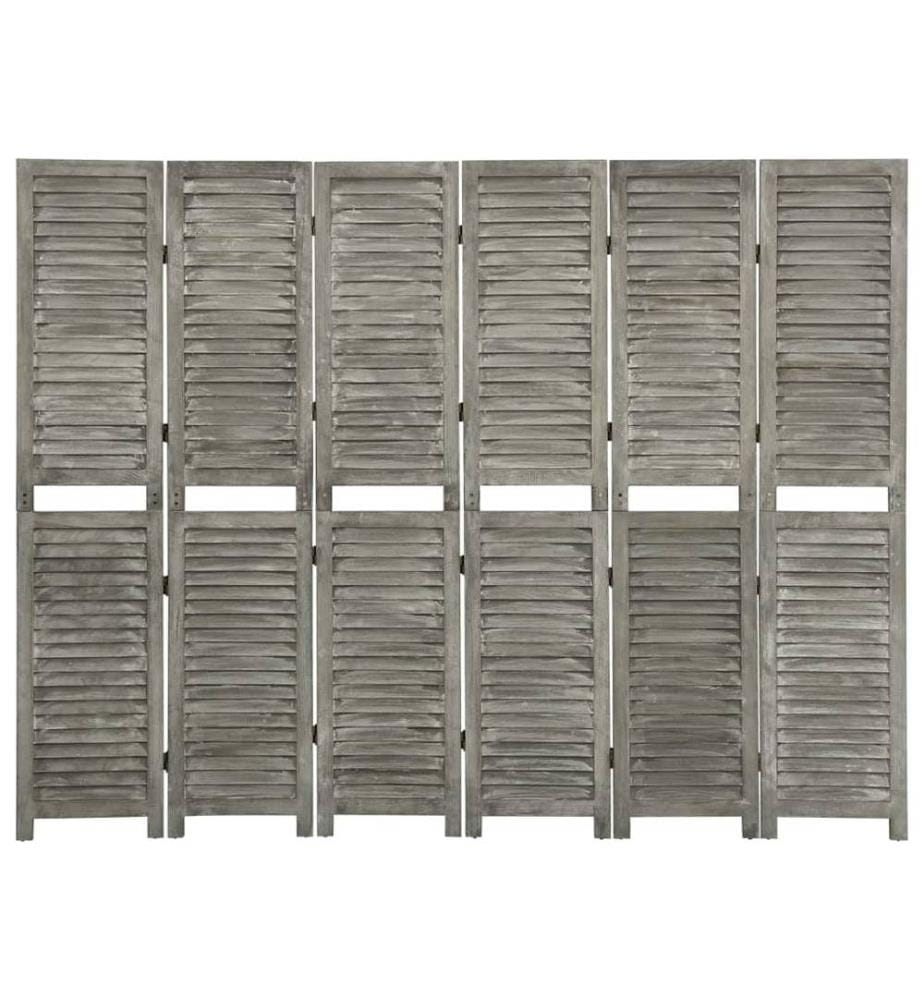 6-tlg. Raumteiler Grau 214x166 cm Massivholz