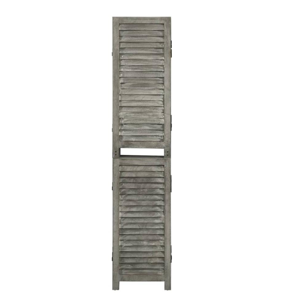 6-tlg. Raumteiler Grau 214x166 cm Massivholz