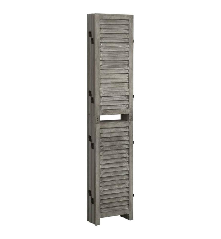 6-tlg. Raumteiler Grau 214x166 cm Massivholz