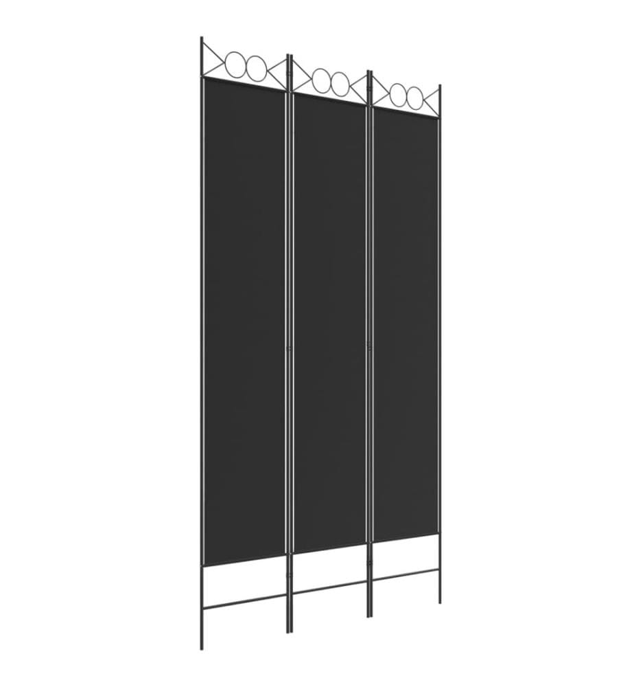 Cloison de séparation 3 panneaux Noir 120x220 cm Tissu