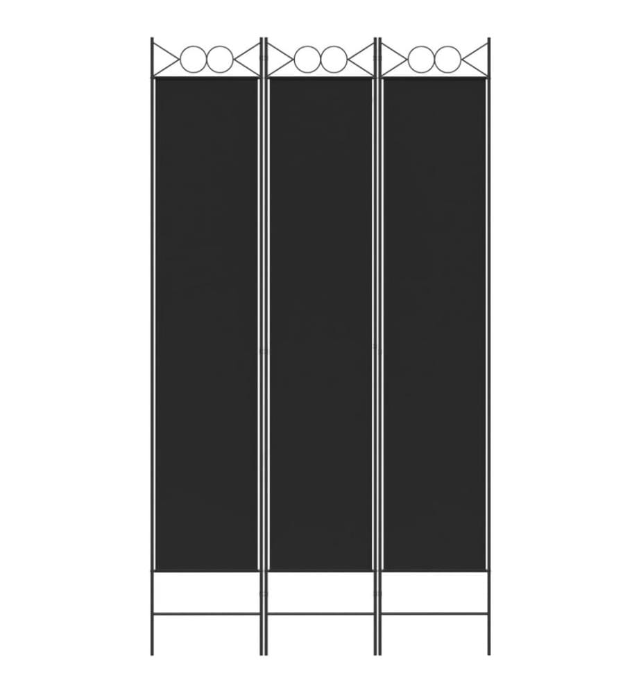 Cloison de séparation 3 panneaux Noir 120x220 cm Tissu