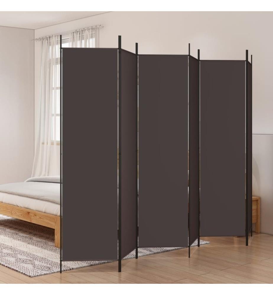 6-tlg. Paravent Braun 300x200 cm Stoff
