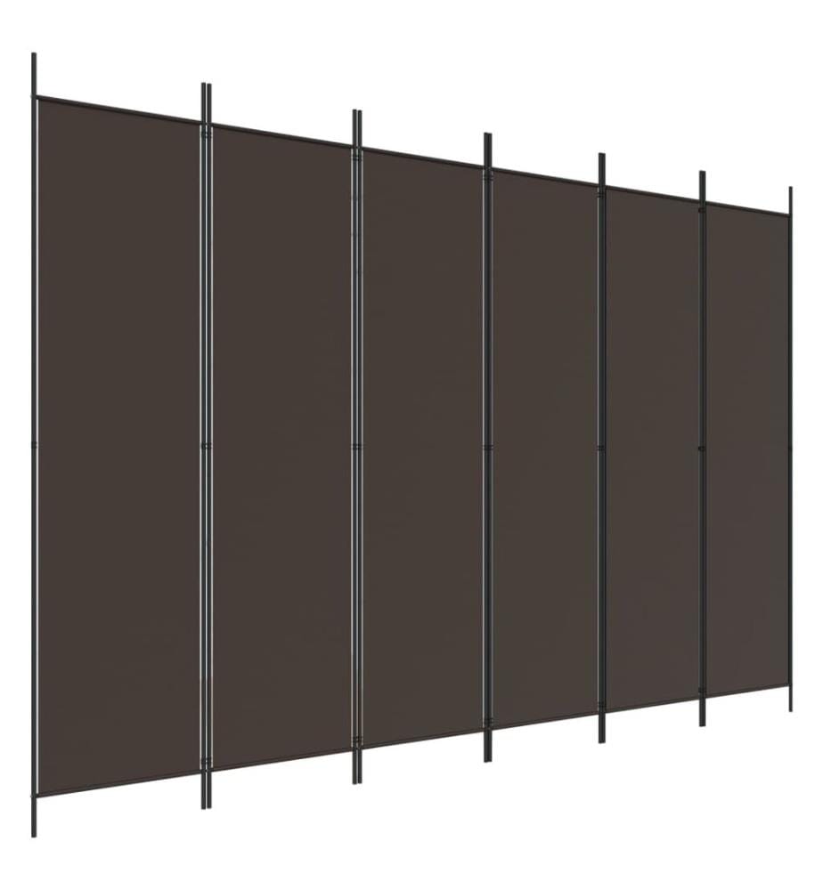 6-tlg. Paravent Braun 300x200 cm Stoff