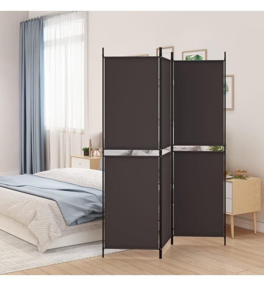Cloison de séparation 3 panneaux Marron 150x180 cm Tissu