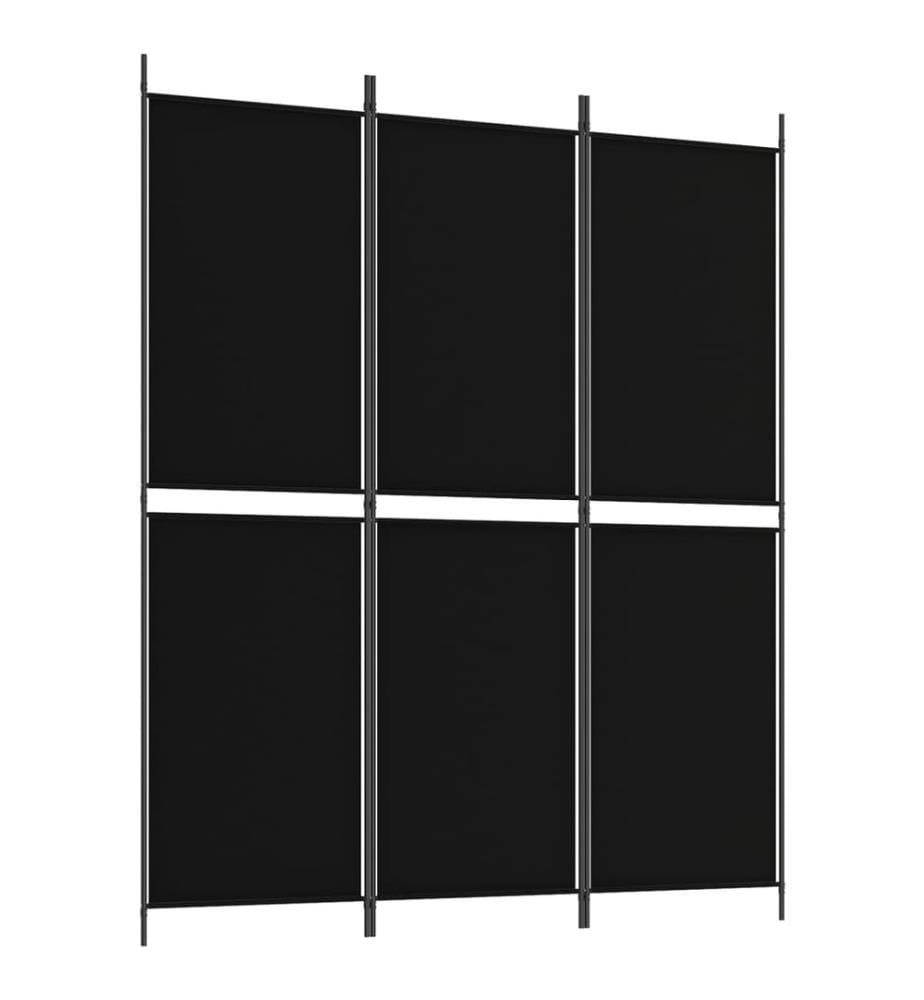 3-tlg. Paravent Schwarz 150x180 cm Stoff