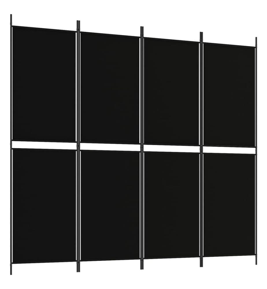 4-tlg. Paravent Schwarz 200x180 cm Stoff