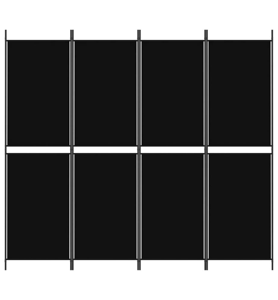 4-tlg. Paravent Schwarz 200x180 cm Stoff