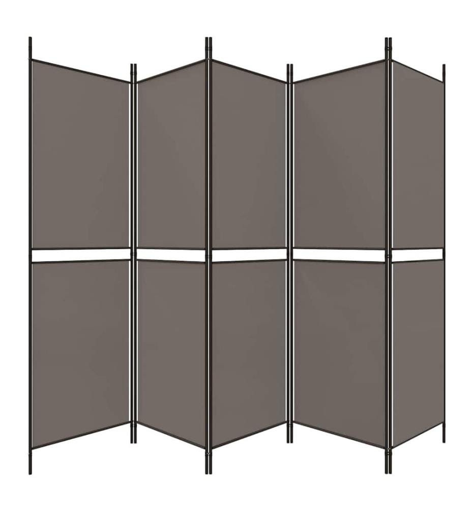 Cloison de séparation 5 panneaux Anthracite 250x180 cm Tissu