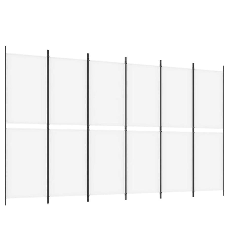 Cloison de séparation 6 panneaux Blanc 300x180 cm Tissu