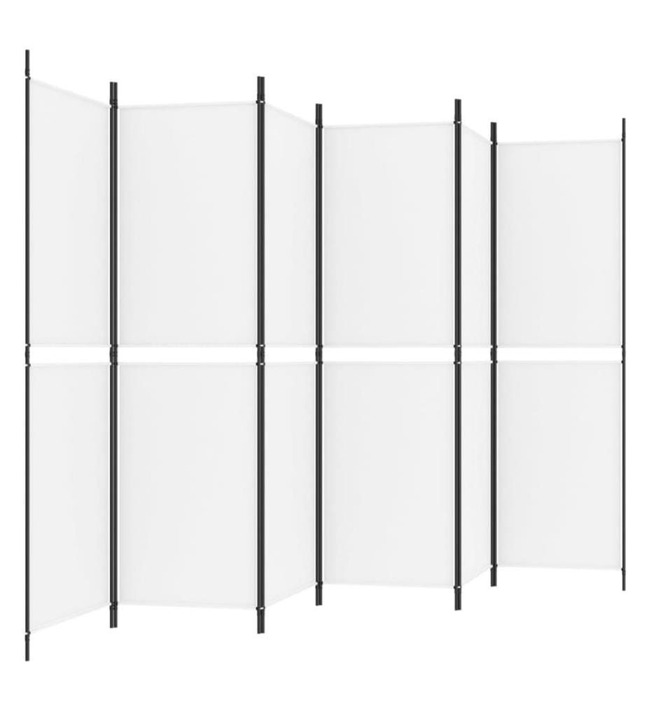 Cloison de séparation 6 panneaux Blanc 300x180 cm Tissu