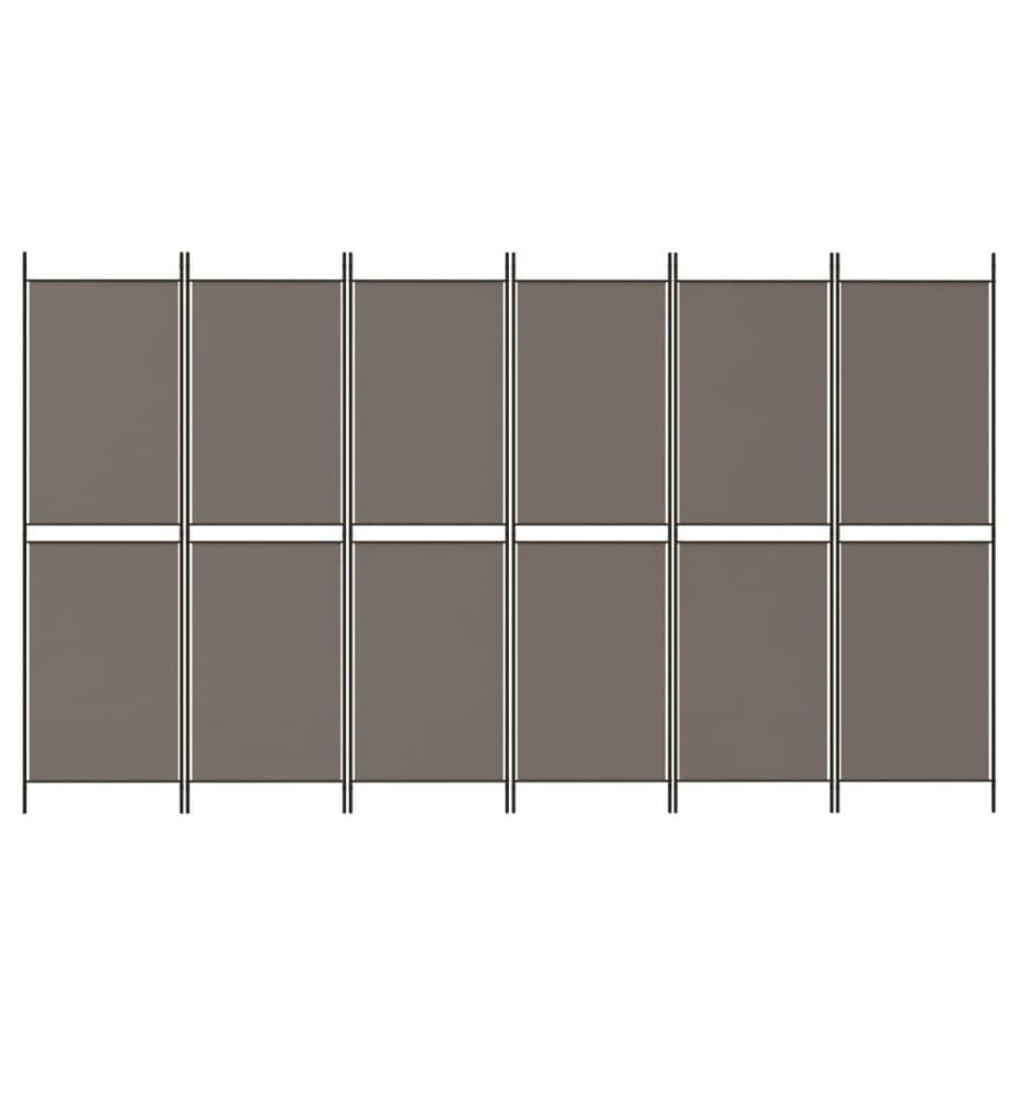 Cloison de séparation 6 panneaux Anthracite 300x180 cm Tissu