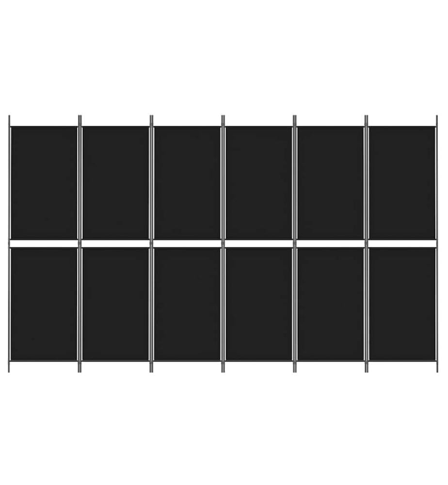 6-tlg. Paravent Schwarz 300x180 cm Stoff