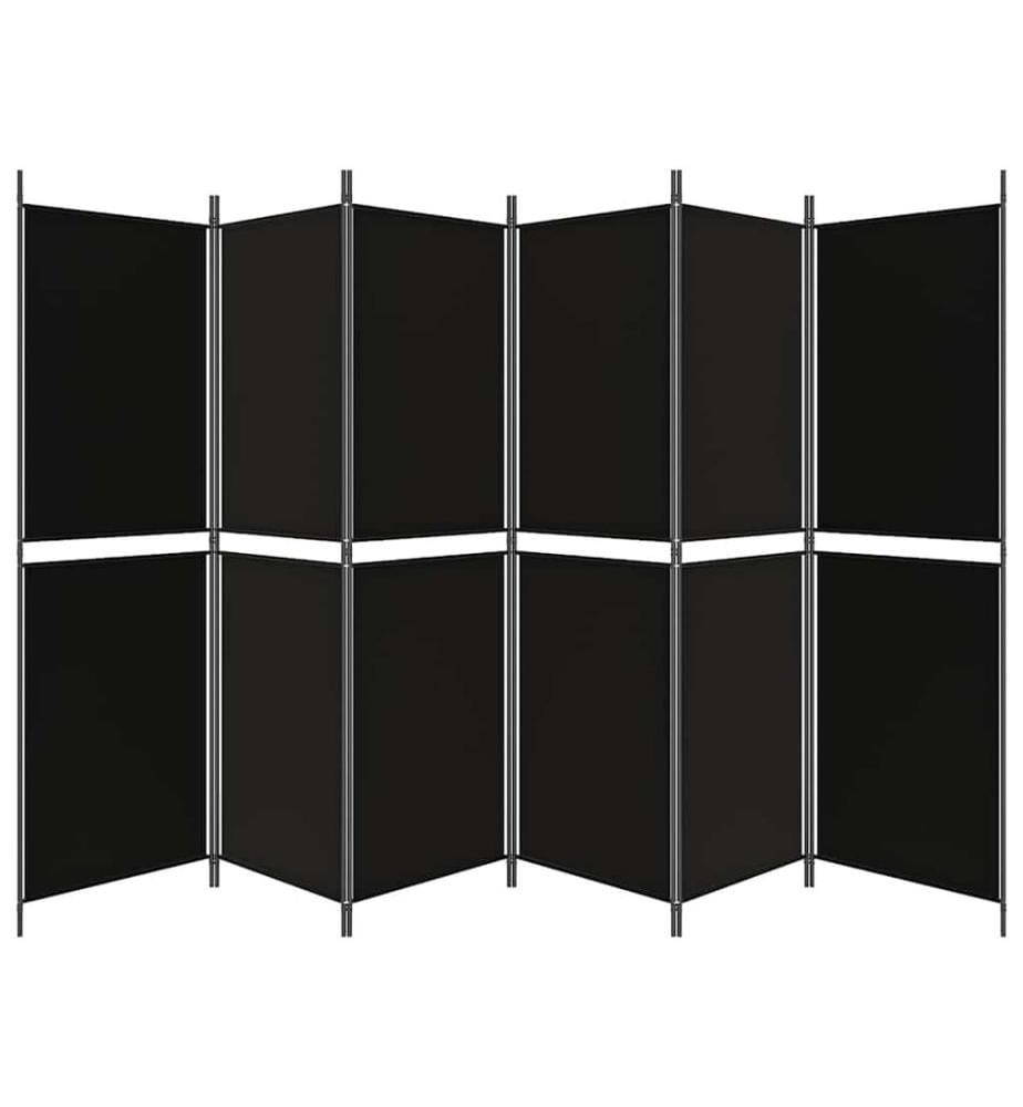 6-tlg. Paravent Schwarz 300x180 cm Stoff
