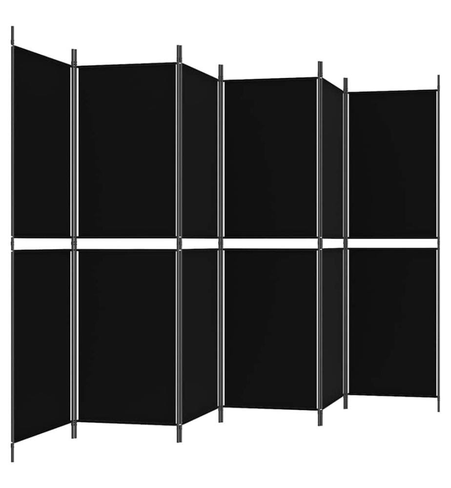 6-tlg. Paravent Schwarz 300x180 cm Stoff