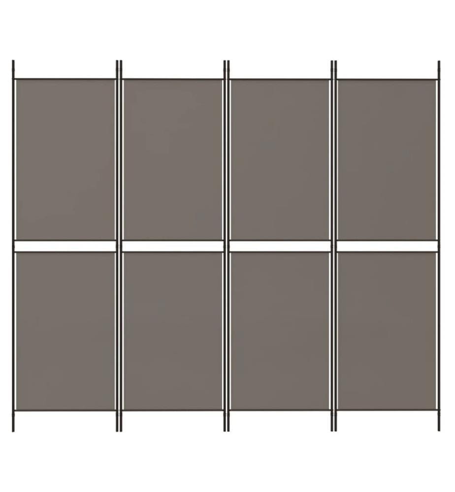 Cloison de séparation 4 panneaux Anthracite 200x200 cm Tissu