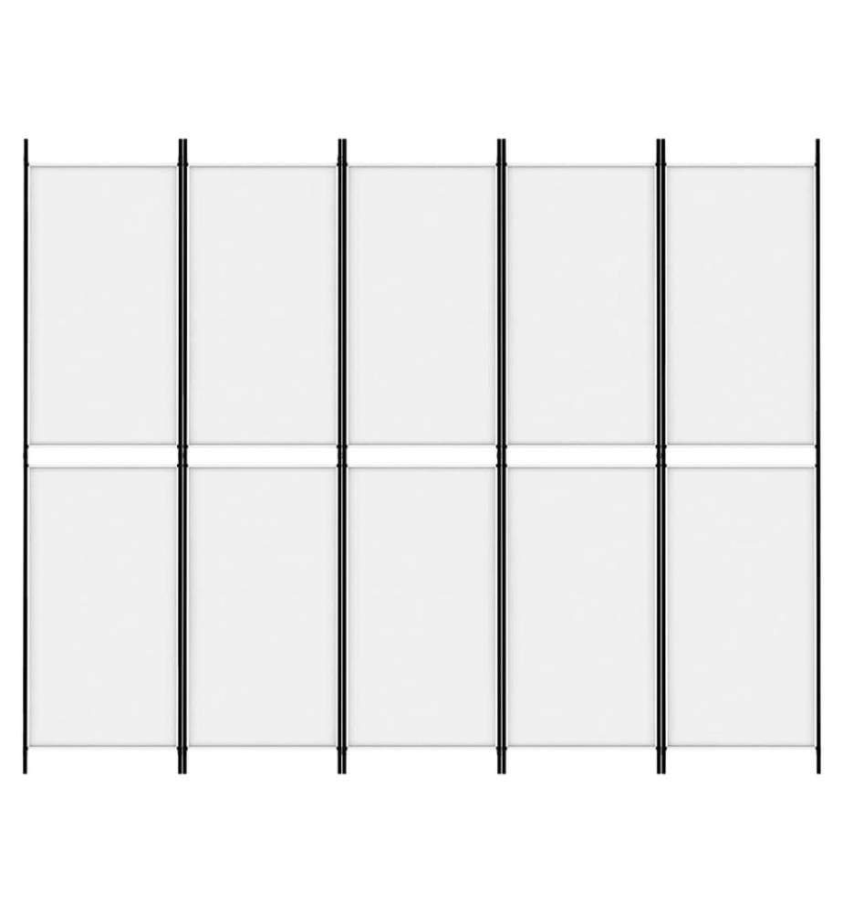 Cloison de séparation 5 panneaux Blanc 250x200 cm Tissu