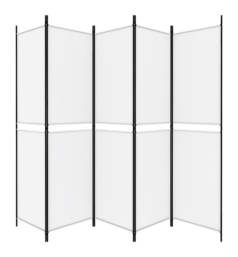 Cloison de séparation 5 panneaux Blanc 250x200 cm Tissu