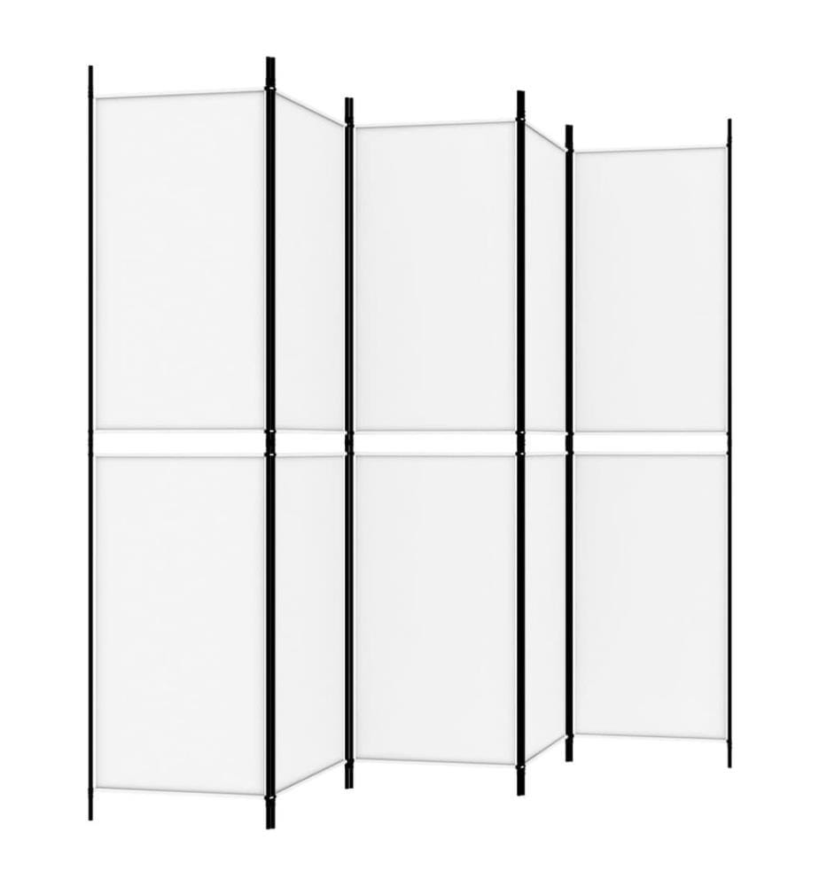 Cloison de séparation 5 panneaux Blanc 250x200 cm Tissu