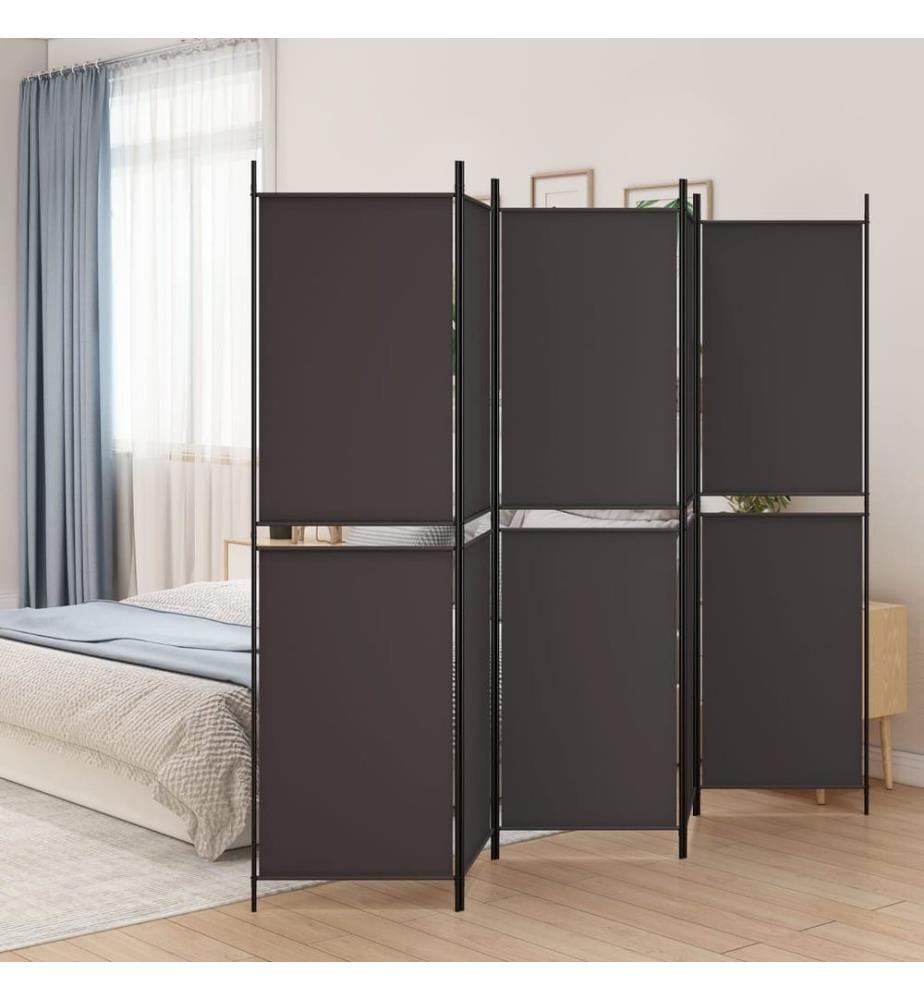 5-tlg. Paravent Braun 250x200 cm Stoff
