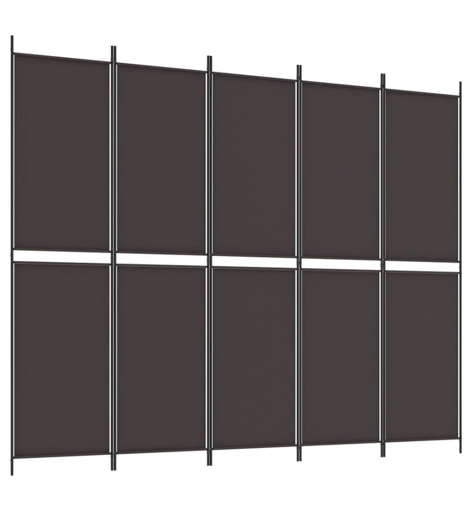 5-tlg. Paravent Braun 250x200 cm Stoff