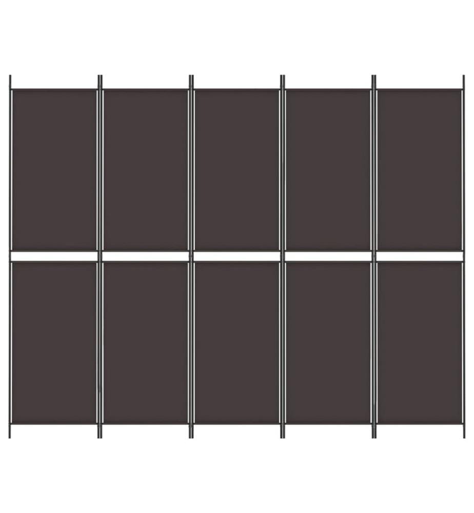 5-tlg. Paravent Braun 250x200 cm Stoff
