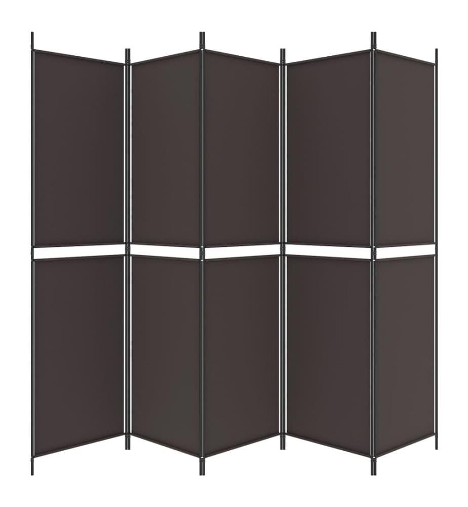 5-tlg. Paravent Braun 250x200 cm Stoff