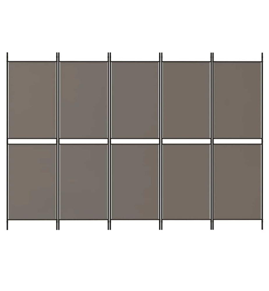 5-tlg. Paravent Anthrazit 250x200 cm Stoff