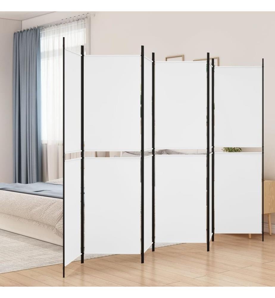 6-tlg. Paravent Weiss 300x200 cm Stoff