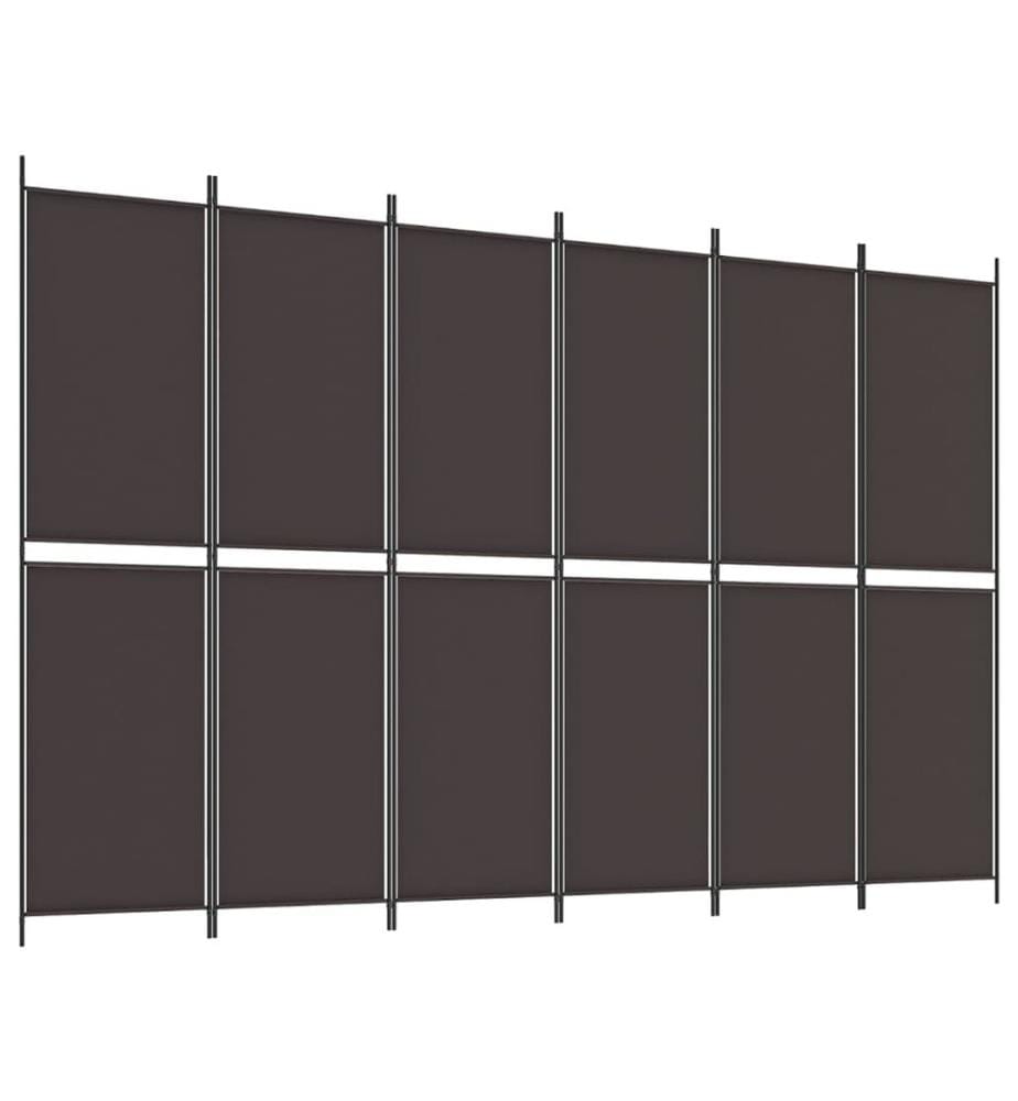 Cloison de séparation 6 panneaux Marron 300x200 cm Tissu