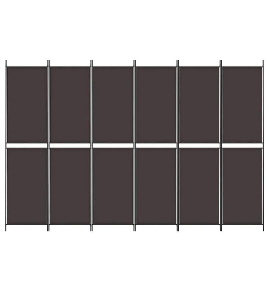 Cloison de séparation 6 panneaux Marron 300x200 cm Tissu