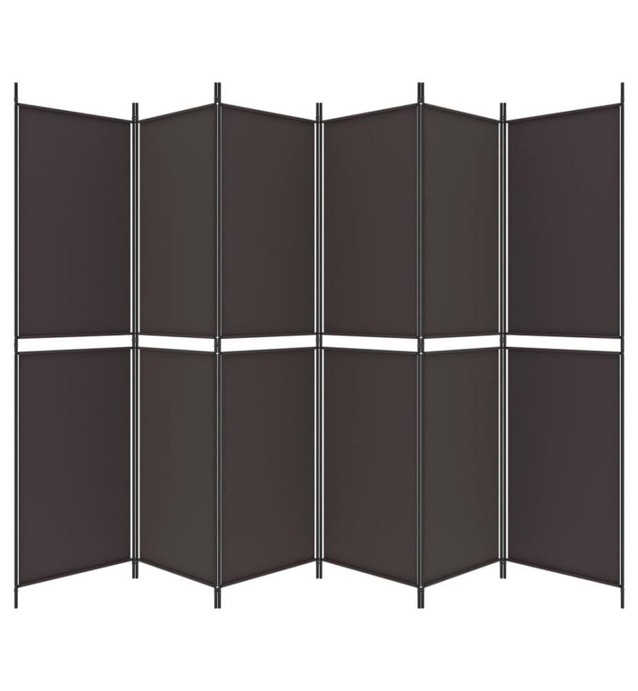 Cloison de séparation 6 panneaux Marron 300x200 cm Tissu