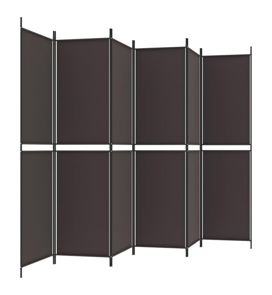 Cloison de séparation 6 panneaux Marron 300x200 cm Tissu