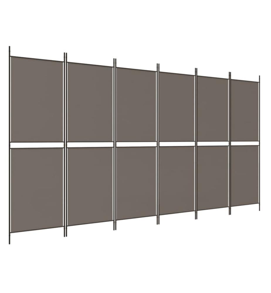 Cloison de séparation 6 panneaux Anthracite 300x200 cm Tissu