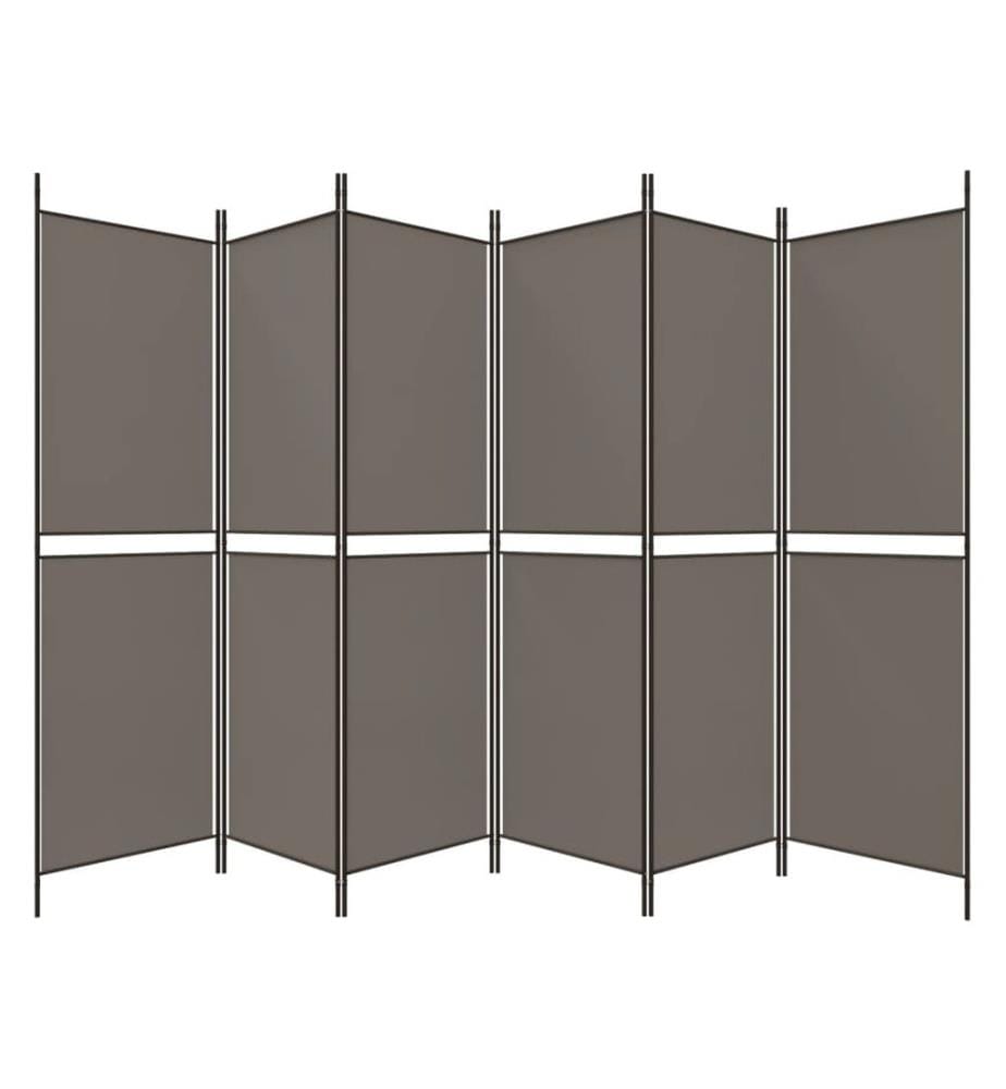 Cloison de séparation 6 panneaux Anthracite 300x200 cm Tissu