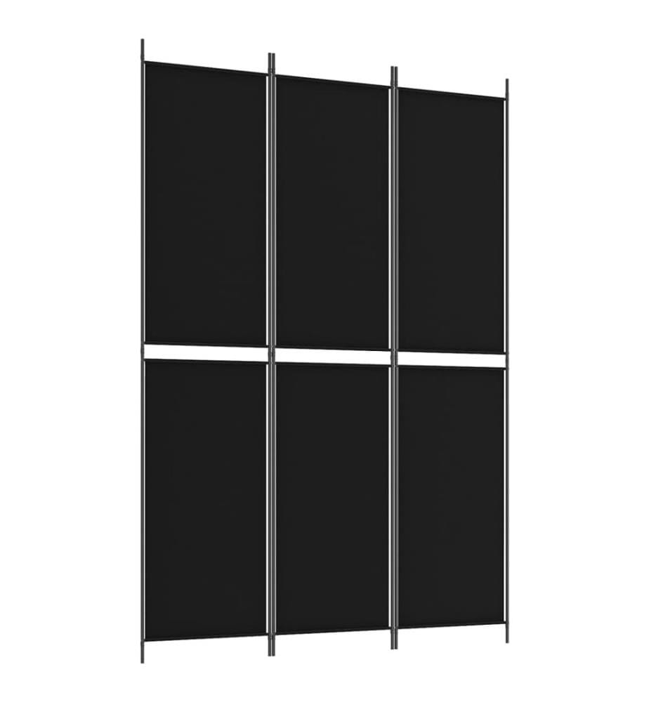 Cloison de séparation 3 panneaux Noir 150x220 cm Tissu