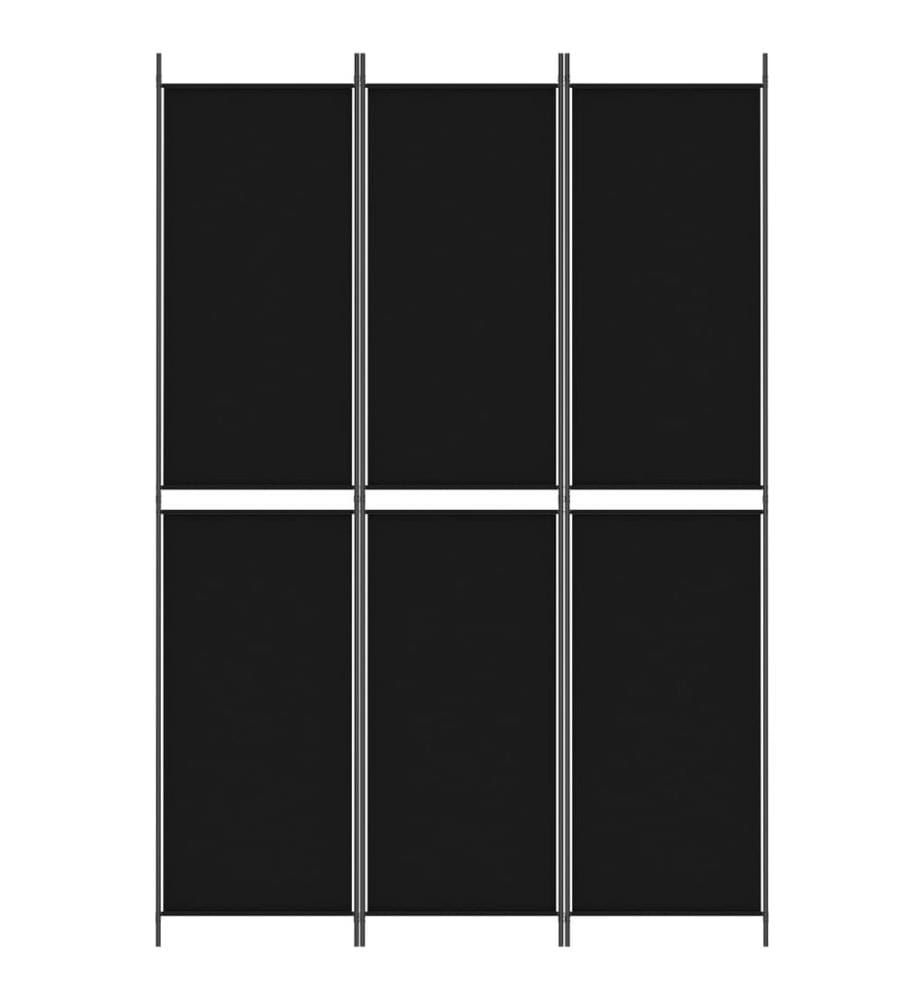 Cloison de séparation 3 panneaux Noir 150x220 cm Tissu
