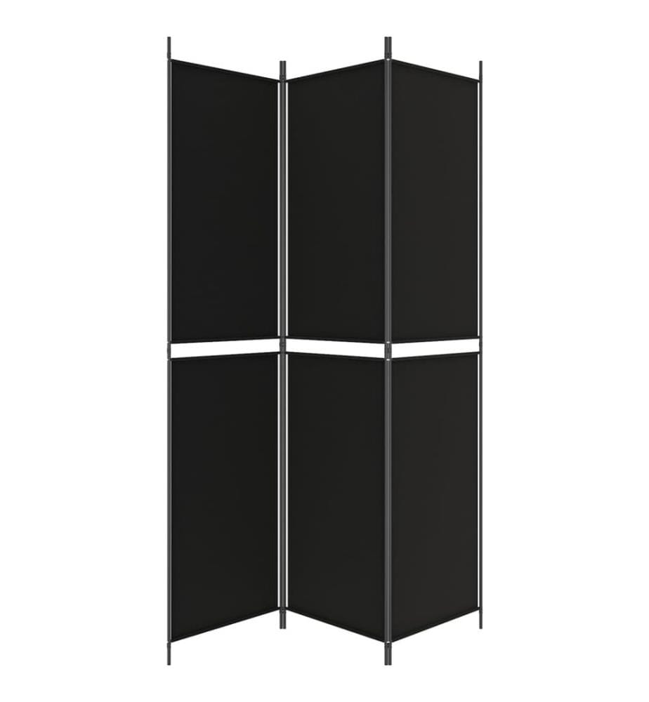 Cloison de séparation 3 panneaux Noir 150x220 cm Tissu