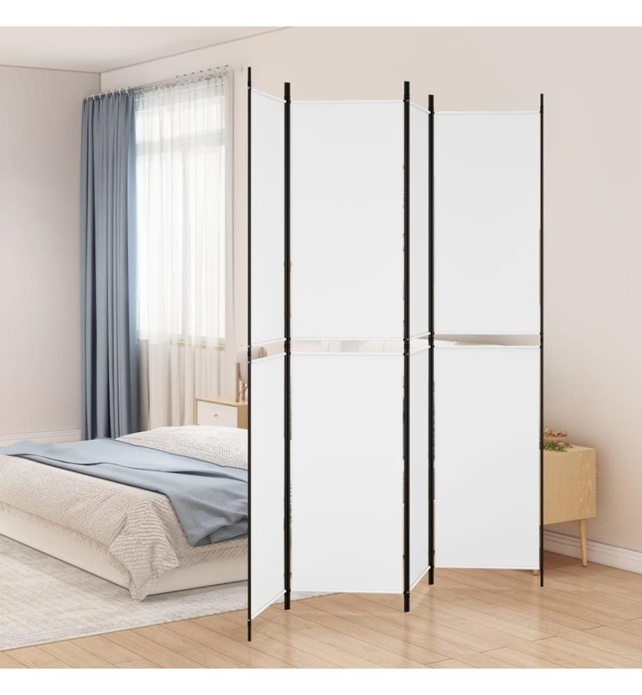 4-tlg. Paravent Weiss 200x220 cm Stoff