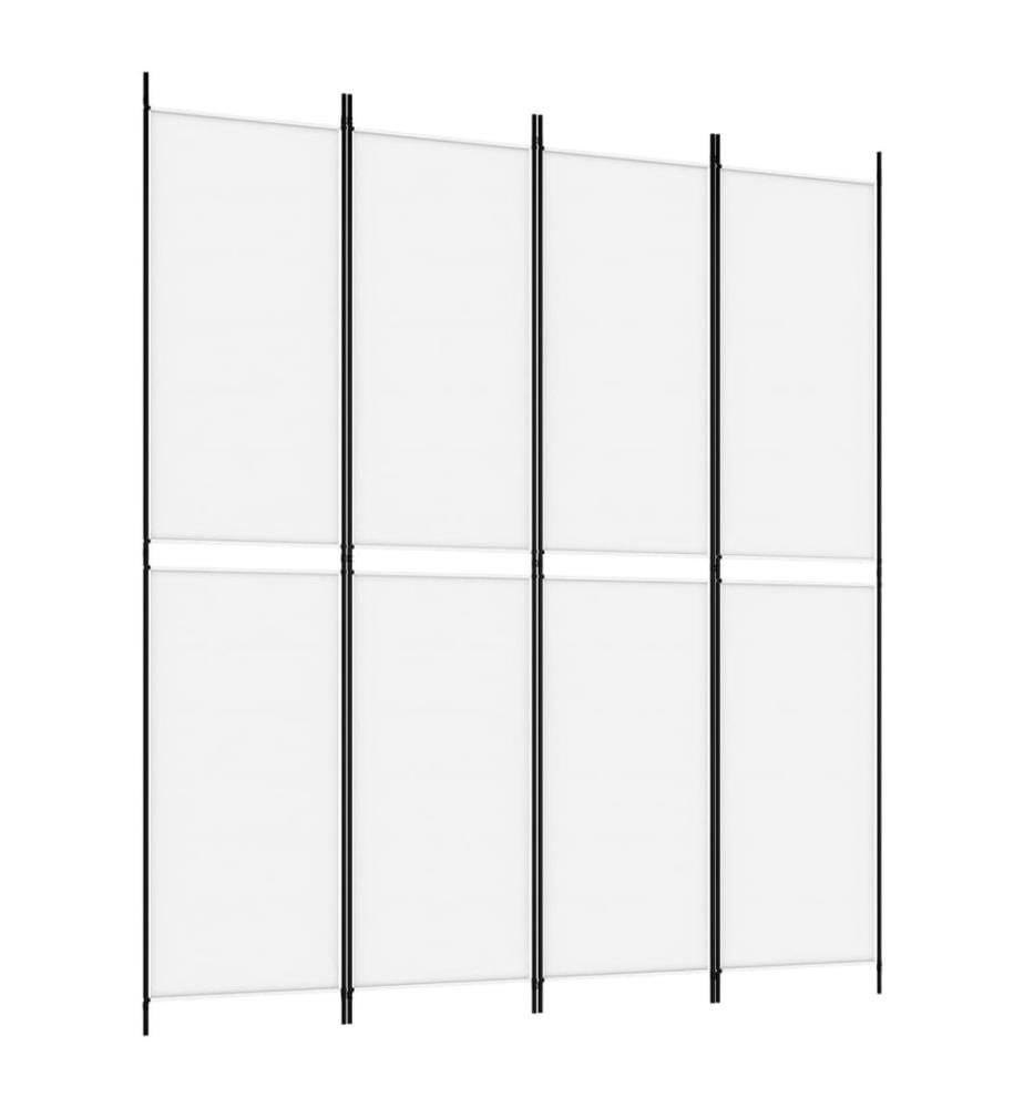 4-tlg. Paravent Weiss 200x220 cm Stoff