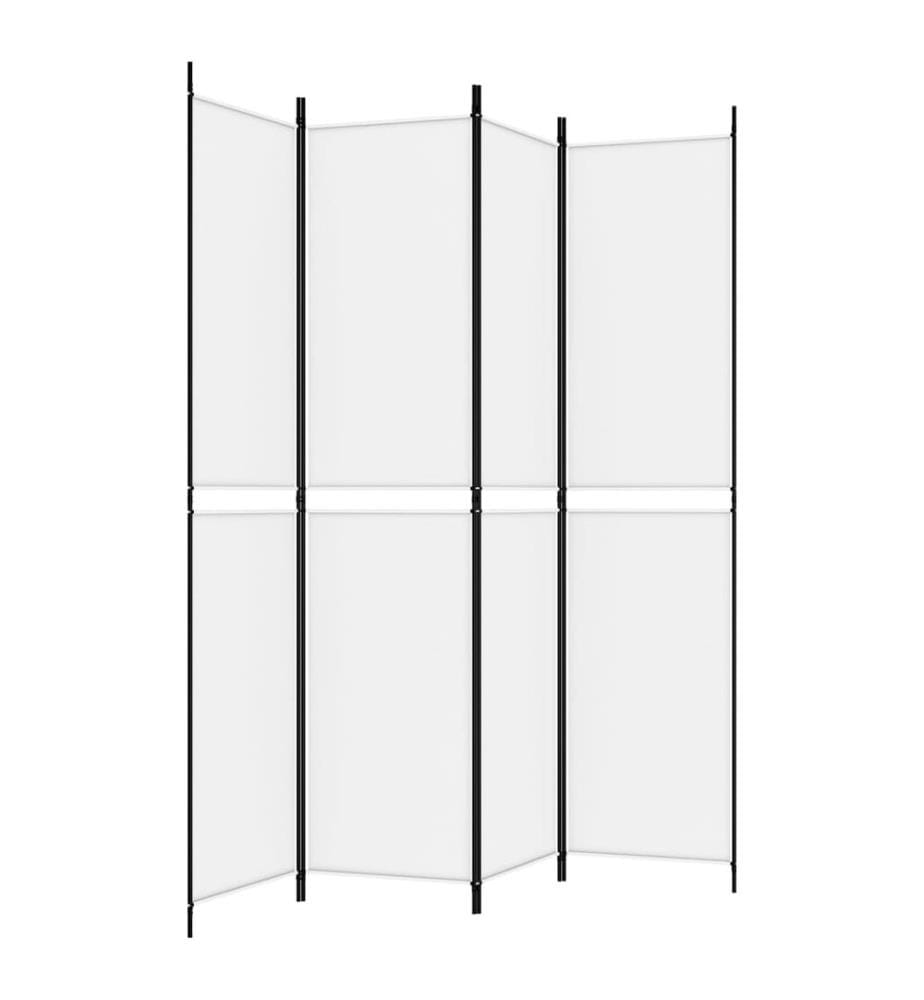 4-tlg. Paravent Weiss 200x220 cm Stoff