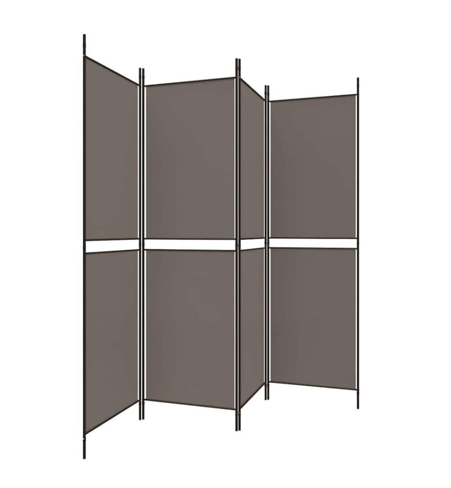 Cloison de séparation 4 panneaux Anthracite 200x220 cm Tissu
